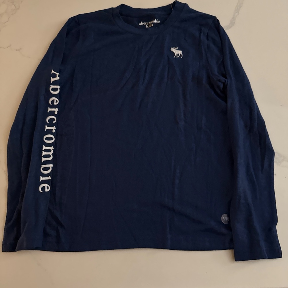 abercrombie kids Navy Long Sleeve Tee with White Moose and Sleeve Logo